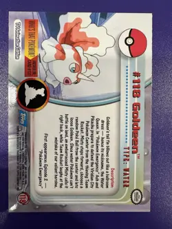 2000 Topps Pokemon TV Animation Edition Series 3 Non Holo 118 Goldeen Blue Label - Image 2