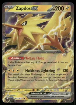 2023 Zapdos ex - 145/165 Double Rare Holo NM SV: Scarlet & Violet 151 Pokemon - Image 1