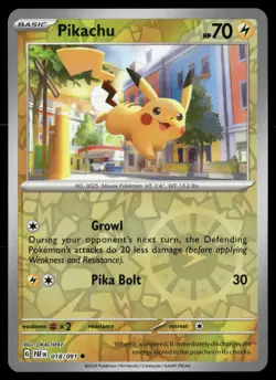 Pikachu 018/091 Common Paldean Fates Pokemon Reverse Holo NM - Image 1