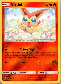 Victini 26/236 Unified Minds Pokemon TCG Reverse Holo R LP - Image 1