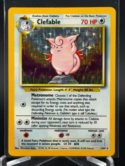 1999 POKEMON JUNGLE UNLIMITED HOLO NO SET SYMBOL #1/64 CLEFABLE NP MINT!! - Image 2