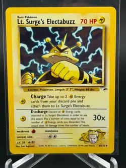 Pokemon TCG Lt. Surge's Electabuzz 6/132 Gym Heroes Holo Rare Unlimited NP Mint! - Image 2