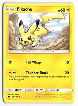 Pikachu 40/147 Common Burning Shadows Pokemon Near Mint - Image 1