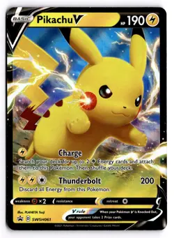 Pikachu V SWSH061 Holo Promo Sword & Shield Promo Pokemon Holo Near Mint - Image 1