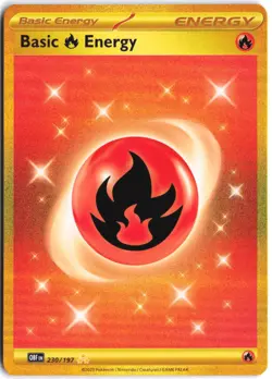 Basic Fire Energy 230/197 Hyper Rare Obsidian Flames Pokemon NM - Image 1