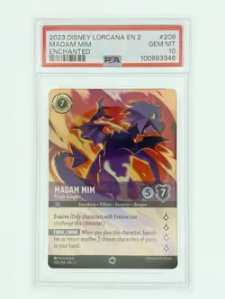 Disney Lorcana Madam Mim Purple Dragon Enchanted Holo 208/204 PSA 10 EN 2023 - Image 2