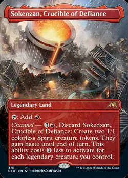 Sokenzan, Crucible of Defiance (Borderless Alternate Art) [Kamigawa: Neon - Image 1