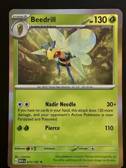 Beedrill #015/165 SV Scarlet & Violet 151 Holo Rare Pokemon TCG NM - Image 1