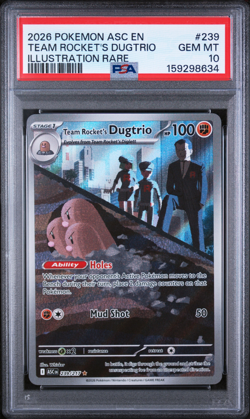 PSA 10 Team Rocket's Dugtrio 239/217 Me: Ascended Heroes Holo English Pokemon - Image 1