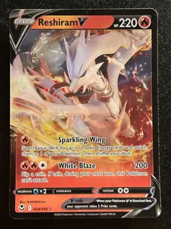 Pokemon Reshiram V 024/195 Silver Tempest Holo Ultra Rare Basic 220HP 024/195 - Image 1