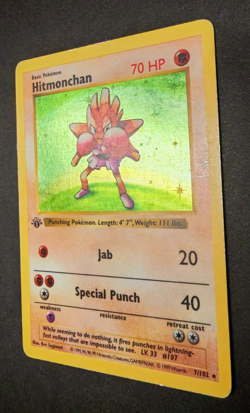 Hitmonchan Holo Shadowless 1st Edition Base Set 7/102 - Pokemon Card Holo Rare - Image 2