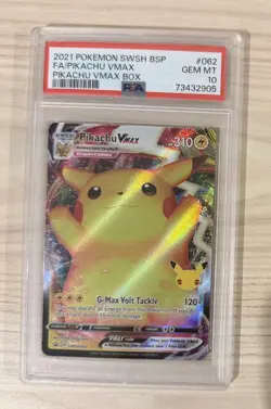 2021 POKEMON SWSH BLACK STAR PROMO PIKACHU VMAX BOX FULL ART/PIKACHU VMAX PSA 10 - Image 1