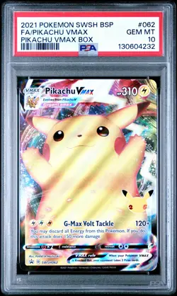 2021 POKEMON SWSH BLACK STAR PROMO PIKACHU VMAX BOX FULL ART/PIKACHU VMAX PSA 10 - Image 1