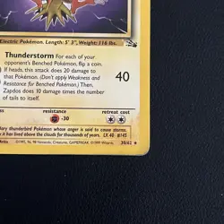 Zapdos 30/62 Rare WOTC Pokemon Card Non-Holo Fossil - Image 4