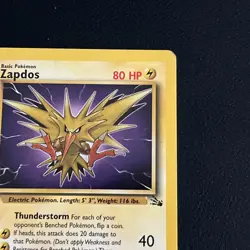 Zapdos 30/62 Rare WOTC Pokemon Card Non-Holo Fossil - Image 5