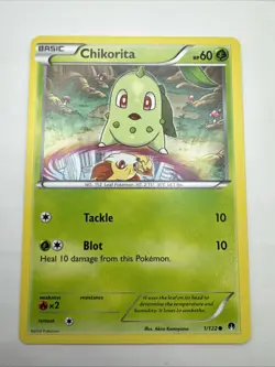 Pokemon Chikorita TCG Breakpoint Card 1/122 Regular Common * Fennekin Cameo * - Image 1