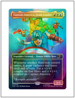 Captain America, Team Leader, Borderless Foil 0005, Marvel, Magic MTG NM - Image 1