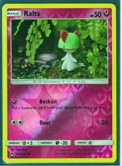 2018 POKEMON RALTS 139/214- LOST THUNDER - (Fairy-Type) REVERSE HOLO- NM - Image 1