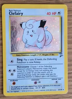 Pokemon TCG - Clefairy 6/130 Base Set 2 Holo Rare - WOTC 1999 - LP - Image 1