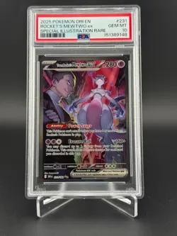2025 Pokemon Destined Rivals Team Rocket’s Mewtwo ex #231 SIR PSA 10 GEM MINT - Image 1