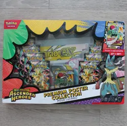 Pokemon TCG Mega Lucario ex Premium Poster Collection Box Sealed 10 Packs - Image 1