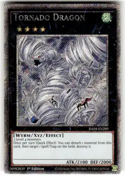 Yu-Gi-Oh! Tornado Dragon RA04-EN289 Platinum Secret Rare 1st Edition - Image 1