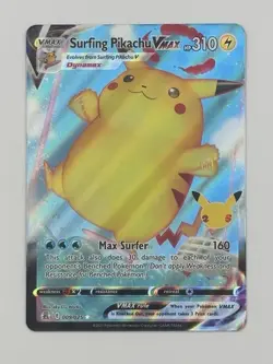 Pokemon TCG Surfing Pikachu VMAX Holo Ultra Rare Card 009/025 Celebrations - Image 1