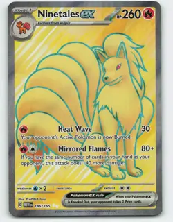 2023 Pokemon, Scarlet & Violet 151, #186/165 Ninetales ex, Holo Ultra Rare NM - Image 1
