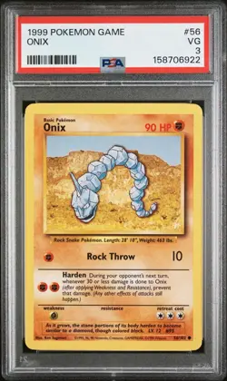 1999 POKEMON GAME ONIX 56 PSA 3 - Image 1