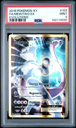 2016 POKEMON XY EVOLUTIONS #103 FULL ART/MEWTWO EX PSA 9 - Image 1