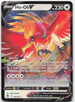 Ho-Oh V 140/195 Holo V Rare Silver Tempest Pokemon Holo Near Mint - Image 1