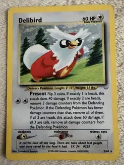Nintendo Pokemon TCG Delibird 5/64 Neo Revelation Holo Rare English Basic 60 HP - Image 1