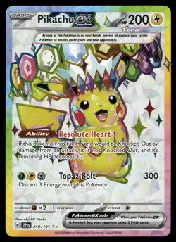 POKEMON PIKACHU EX SURGING SPARKS 219/191 HOLO ULTRA RARE NM/M - Image 1