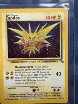 ⚡ Pokemon Zapdos 15/62 Holo Rare Fossil Unlimited WOTC Vintage 2000 ⚡ - Image 2