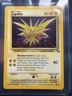 ⚡ Pokemon Zapdos 15/62 Holo Rare Fossil Unlimited WOTC Vintage 2000 ⚡ - Image 3