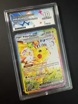 ACE 10 Pikachu EX 238/191 2024 Surging Sparks SIR Pokemon GEM MINT PERFECT SUBS - Image 1