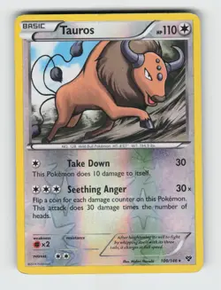Tauros 100/146 - Pokemon - XY - Reverse Holo Rare - MP - Image 1