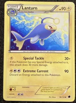 36/116 LANTURN Uncommon Pokemon TCG Black & White PLASMA FREEZE - LP - Image 1