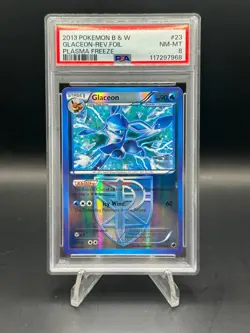 2013 POKEMON BLACK & WHITE GLACEON-REVERSE FOIL PLASMA FREEZE #23 PSA 8 - Image 1