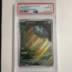 Pokemon Ferroseed Illustration Rare Holo PSA 10 148/086 Sv: White Flare 2025 - Image 1