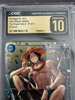 Portgas D Ace #P-074 Tin Pack Volume 2 Promo One Piece POP 155 CGC Pristine 10 - Image 4