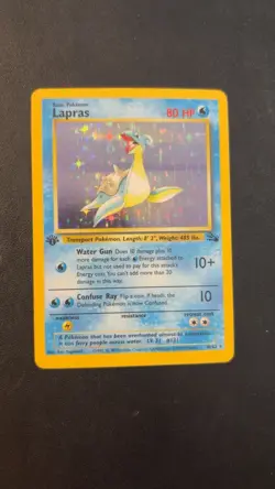 Lapras 1st Edition Holo Rare Fossil 10/62 Pokemon Card WOTC 1999 - Image 2