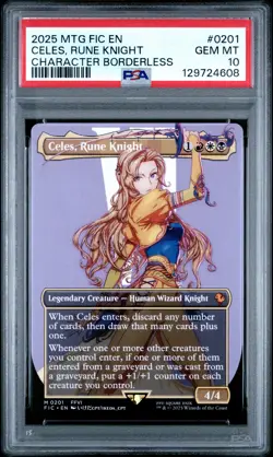 2025 MTG FINAL FANTASY COMMANDER CHARACTER BORDERLESS CELES, RUNE KNIGHT PSA 10 - Image 1
