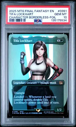 2025 MTG FINAL FANTASY CHARACTER BORDERLESS-FOIL #0391 TIFA LOCKHART PSA 10 - Image 1