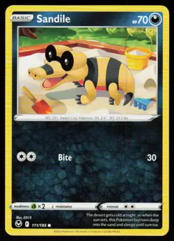 Sandile 111/195 Common Silver Tempest Pokemon Near Mint - Image 1