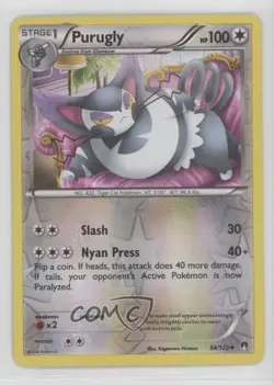Purugly Reverse Foil Pokemon XY Breakpoint #94 - Image 1