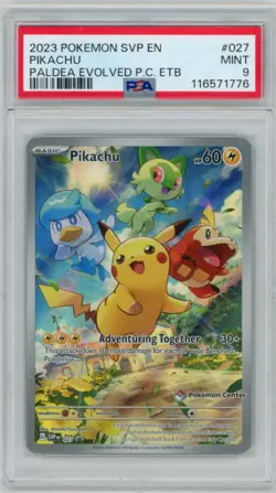 2023 Pokemon Paldea Evolved Pikachu #027 Pokemon Center PSA 9 - Image 1