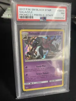 Salazzle PSA 7 Prerelease Staff SM73 Promo Crimson Invasion Pokemon - Image 1