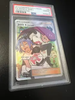 PSA 10 GEM MINT Jessie & James Full Art Trainer Hidden Fates 68/68 Pokemon Card - Image 2
