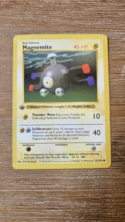 Pokemon TCG Magnemite Base Set 1st Edition Common Shadowless Card 53/102 LP - Image 1